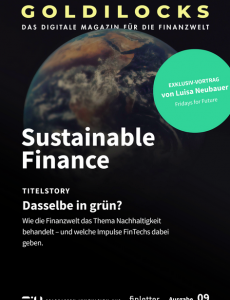 Titelblatt der 9. Ausgabe GOLDILOCKS zum Thema Sustainable Fintech